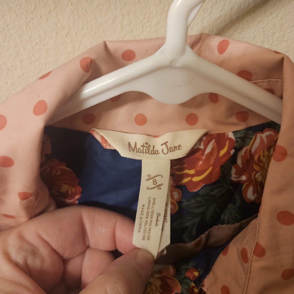 Matilda Jane Blue Floral Trench Coat - Picture 3 of 4